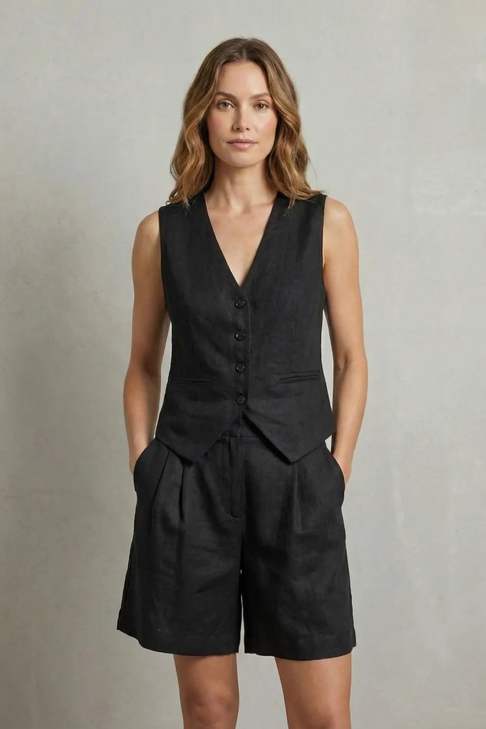 Tailored summer ease – Vest and short set