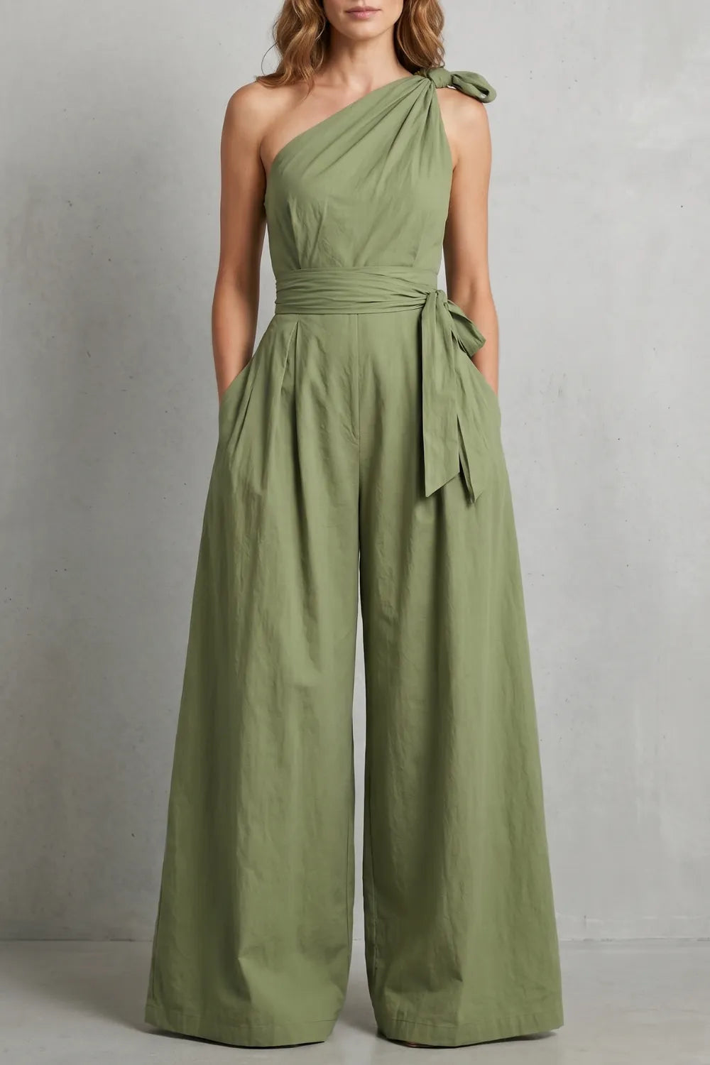 Graceful draped silhouette – One-shoulder jumpsuit