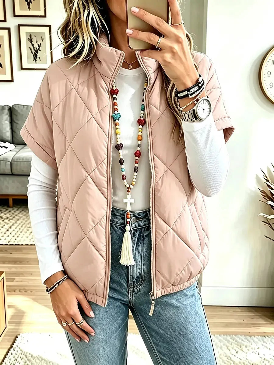 Women Stand-collar Short-sleeve Vest