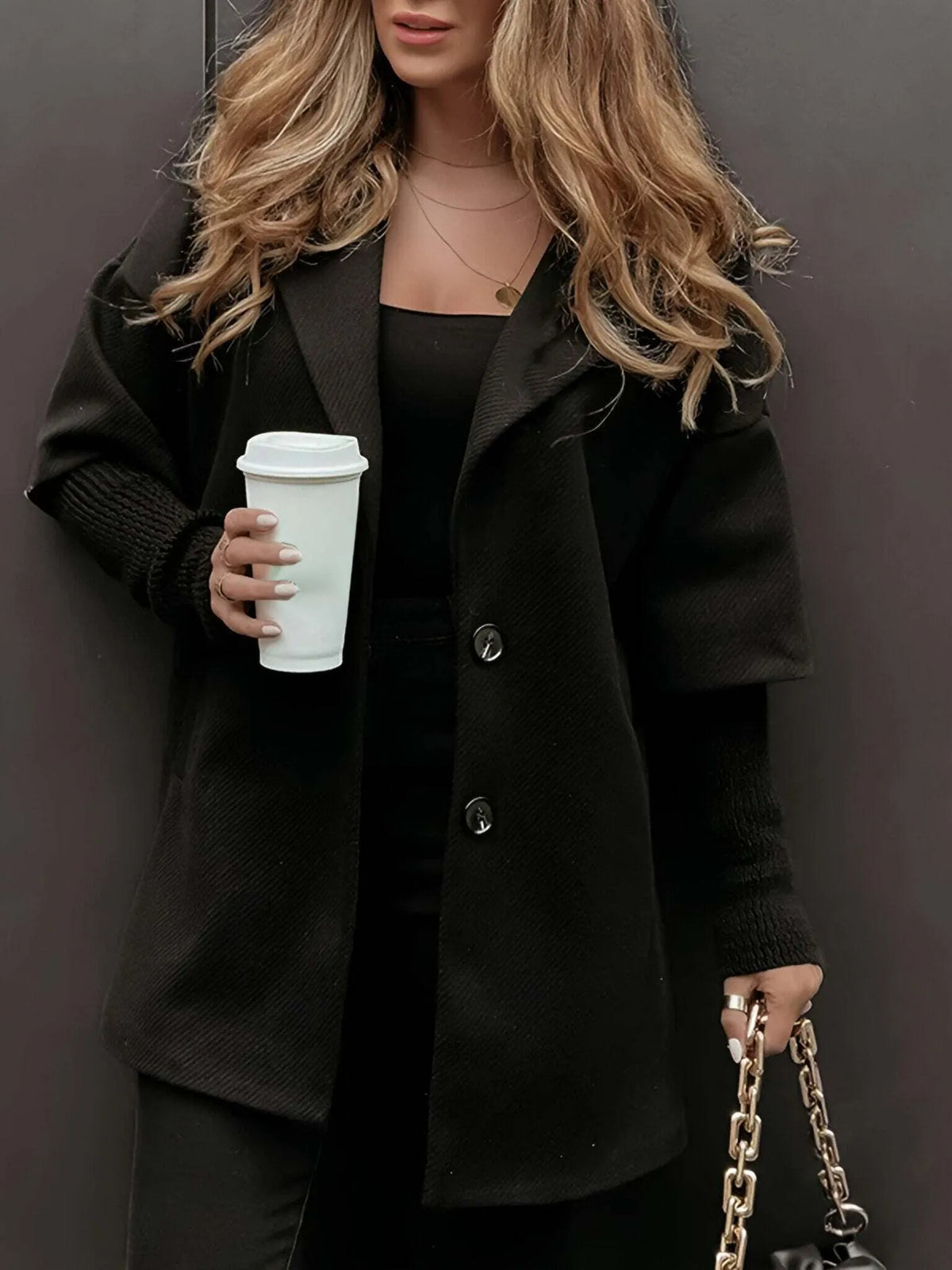 Lapel Long-sleeved Patchwork Casual Jacket