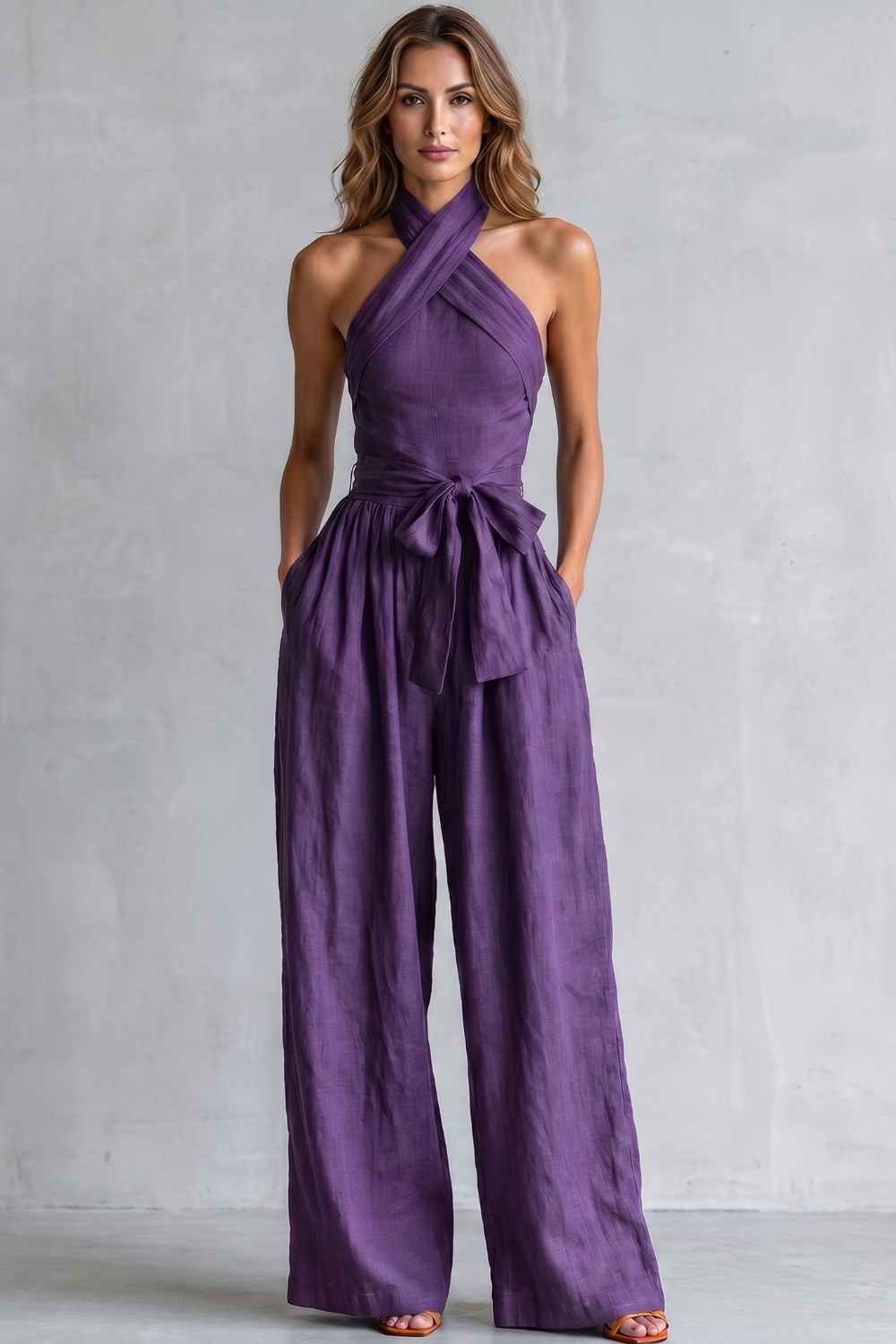 Cross-halter sophistication – Wide-leg jumpsuit