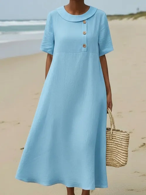 Elegant Cozy Round-neck Loose A-line Dress
