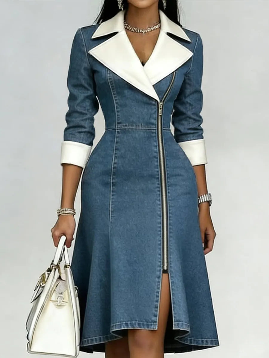 Women's Slim-fit Patchwork Denim Dress