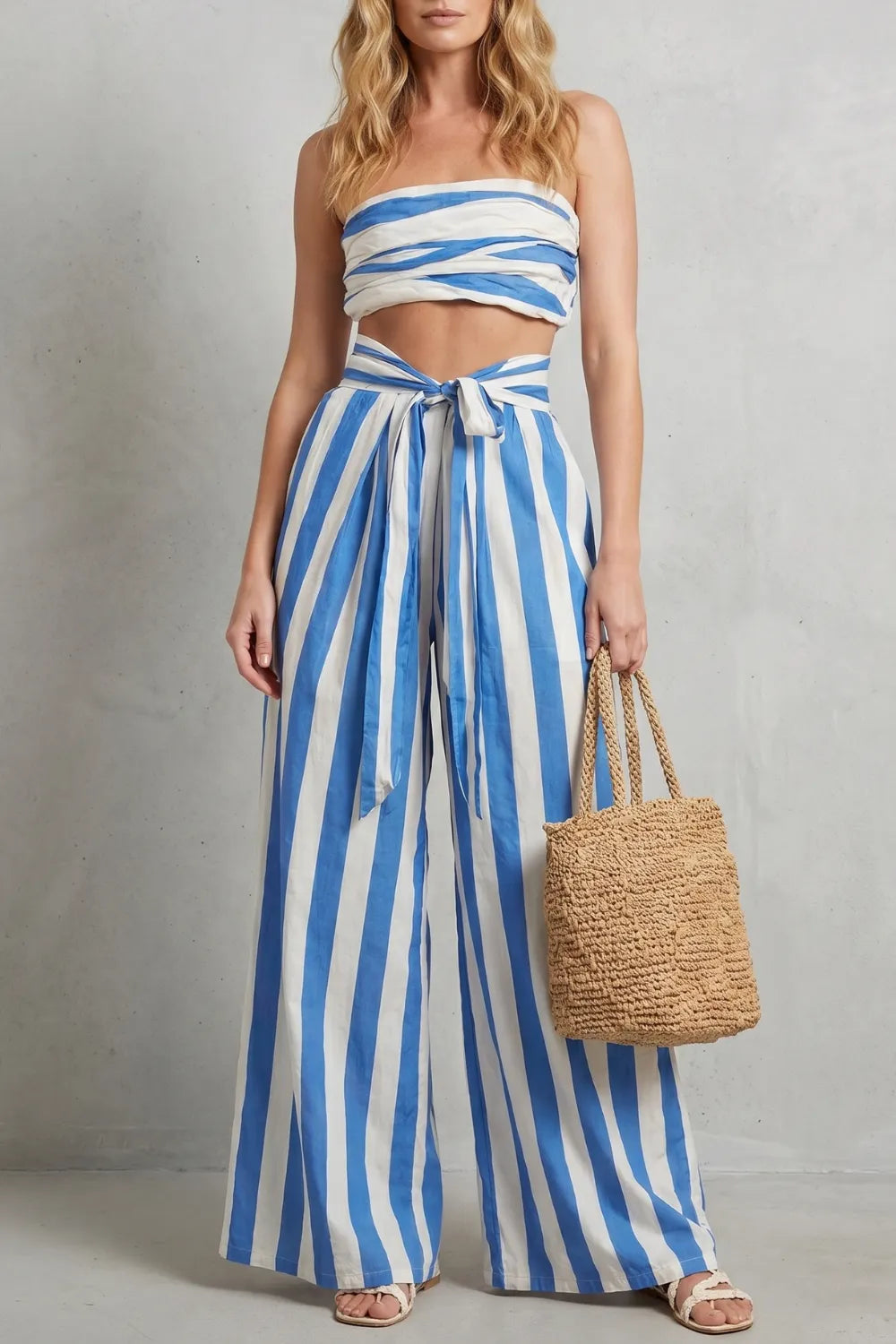 Coastal striped design – Two-piece trouser set
