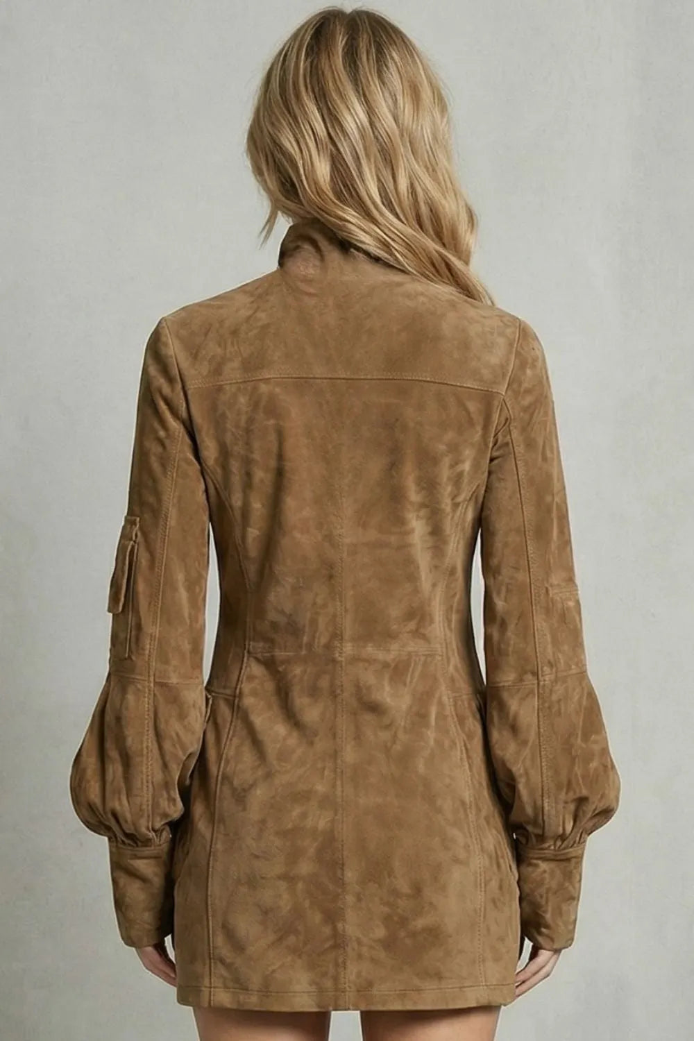 High neck silhouette – Suede-effect mini dress