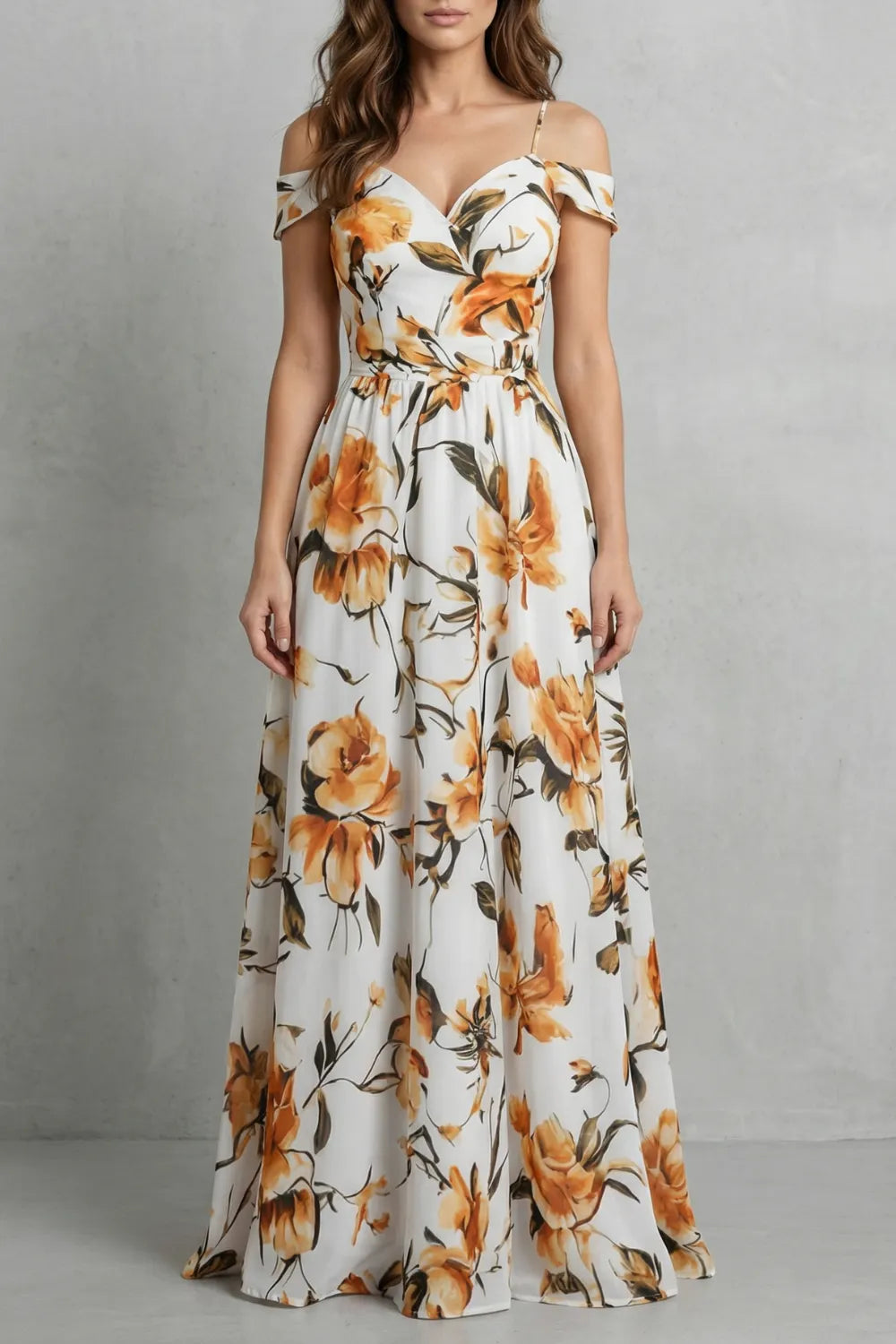 Off-shoulder floral grace – Maxi dress