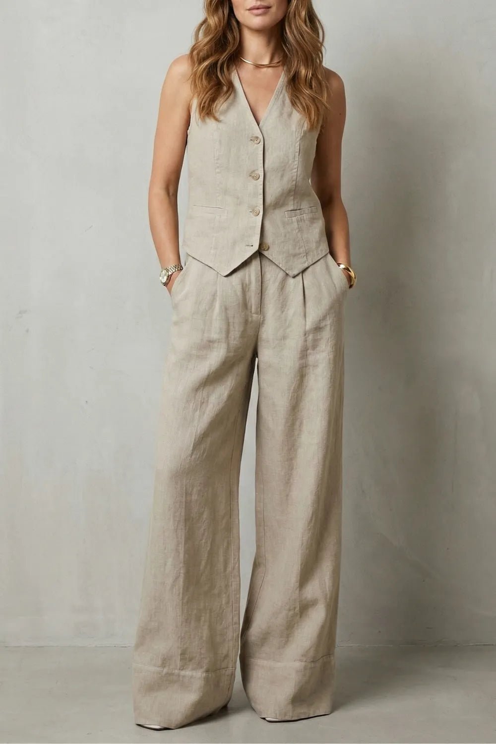 Relaxed tailored elegance – Vest and pants set