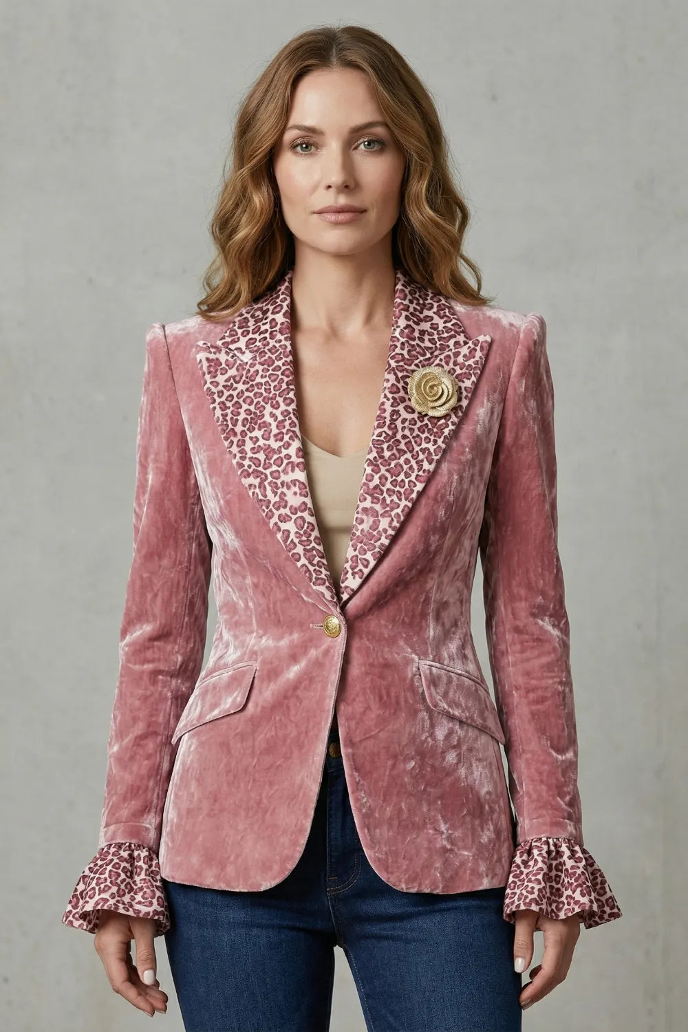 Printed lapel statement – Velvet blazer