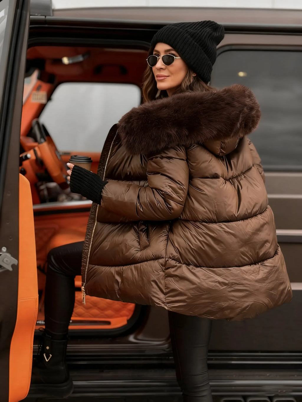 Women Fur Collar Casual Cotton Jacket