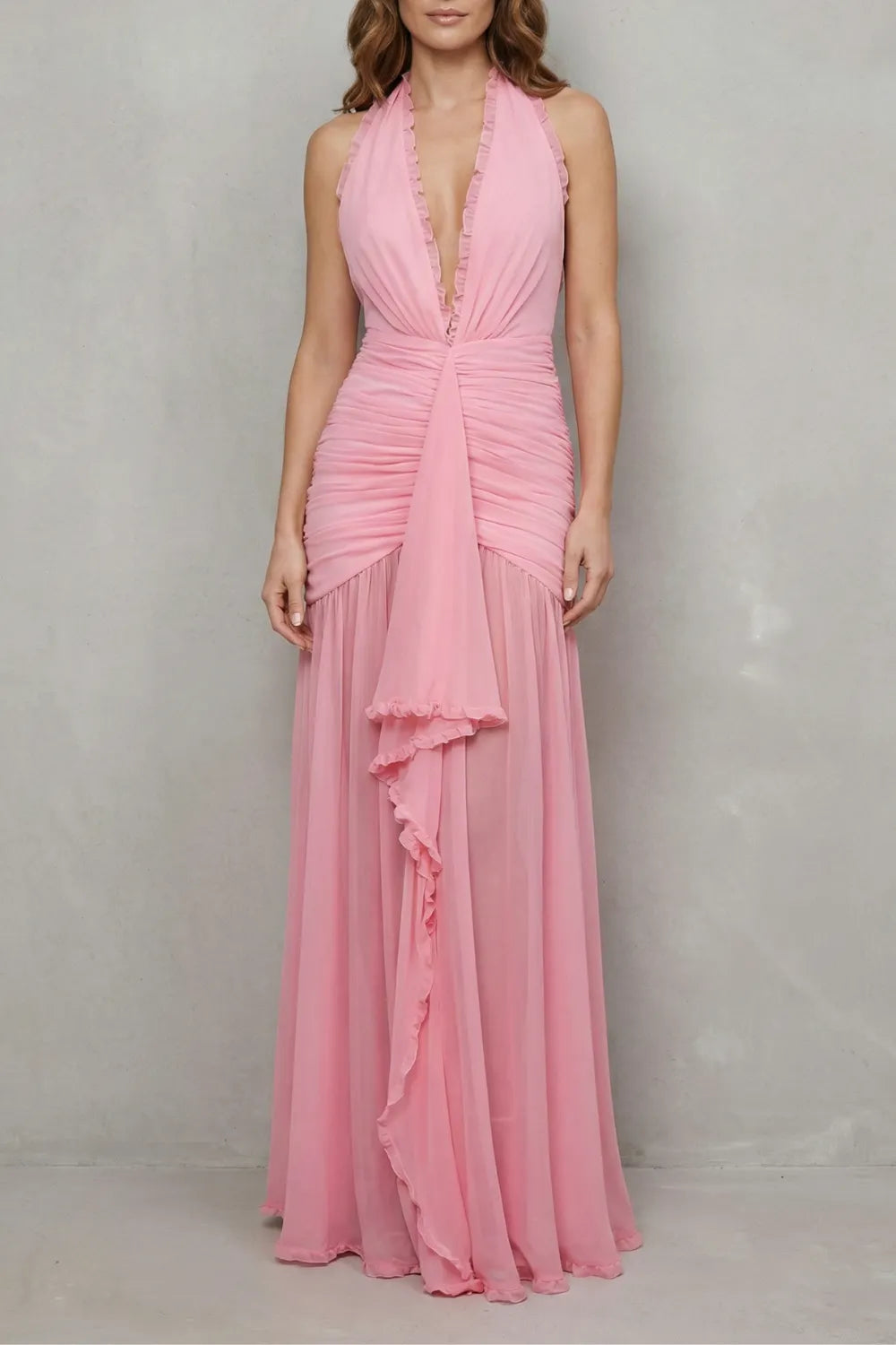 Pleated mesh elegance – Maxi dress