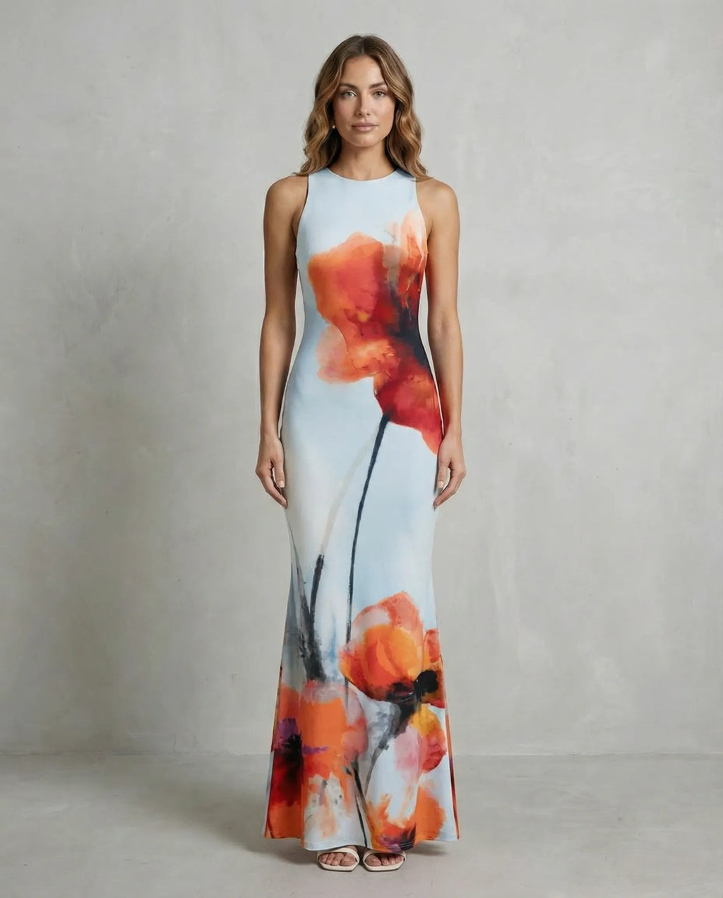 Artistic floral print – Fishtail maxi dress