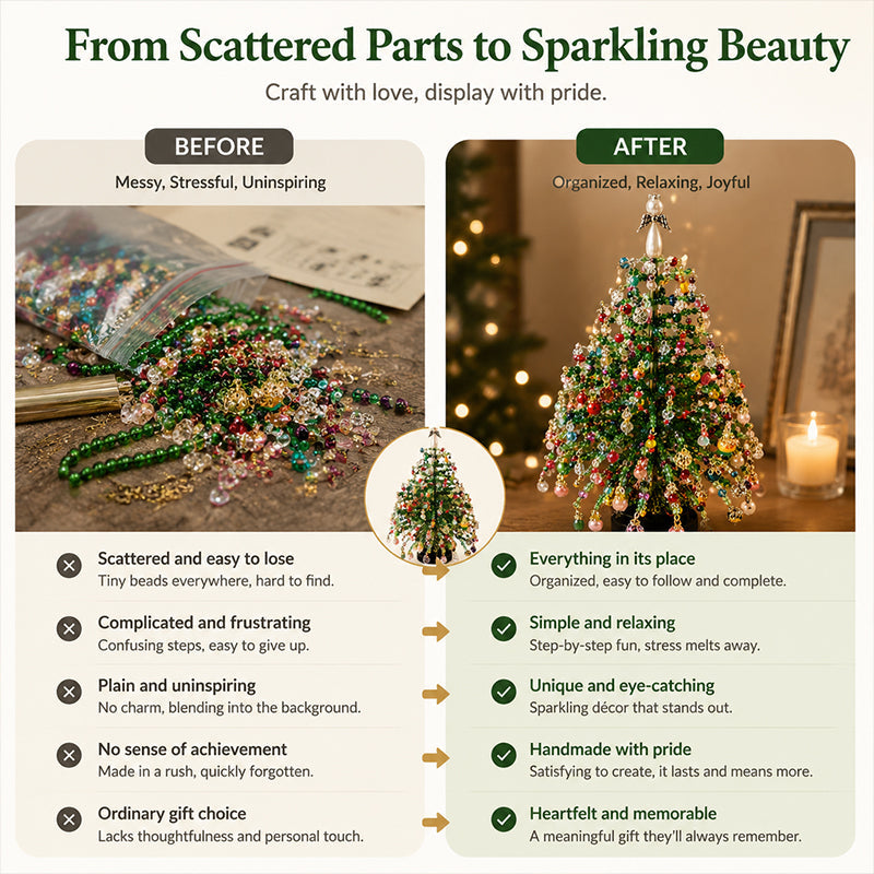 🎄✨ Kit fai da te per albero di Natale con perline – 🎅Crea la tua scintillante decorazione natalizia