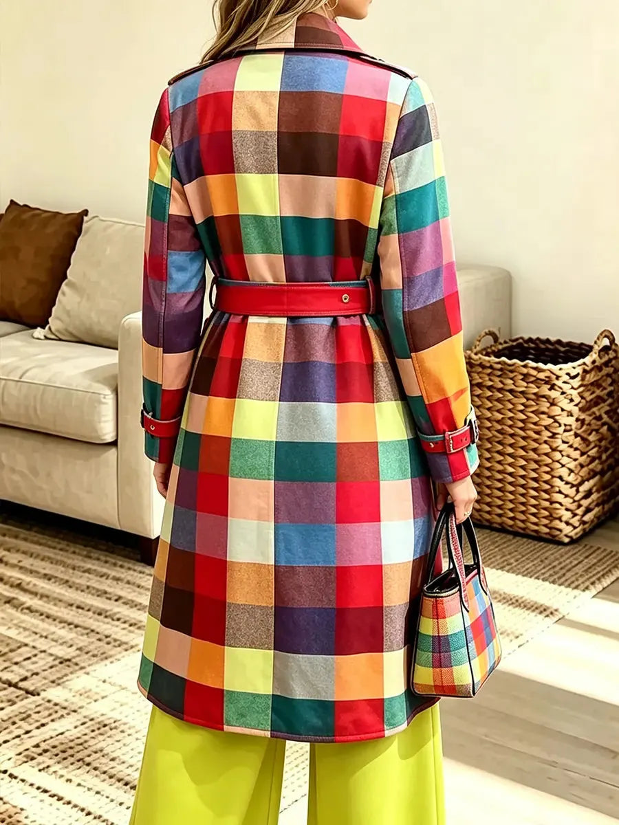 Women's Long Plaid Coat