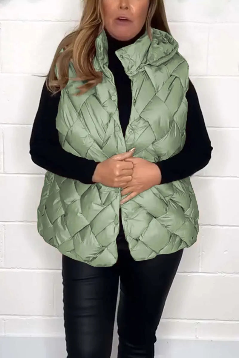 Women's casual hooded sleeveless cotton jacket