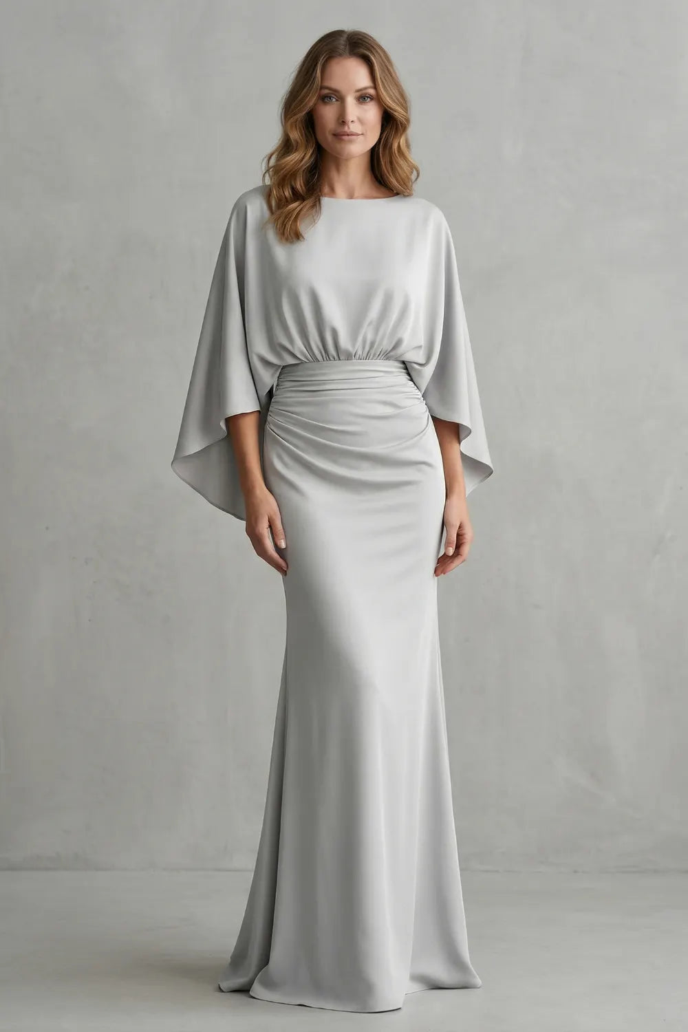 Draped batwing elegance – Maxi dress