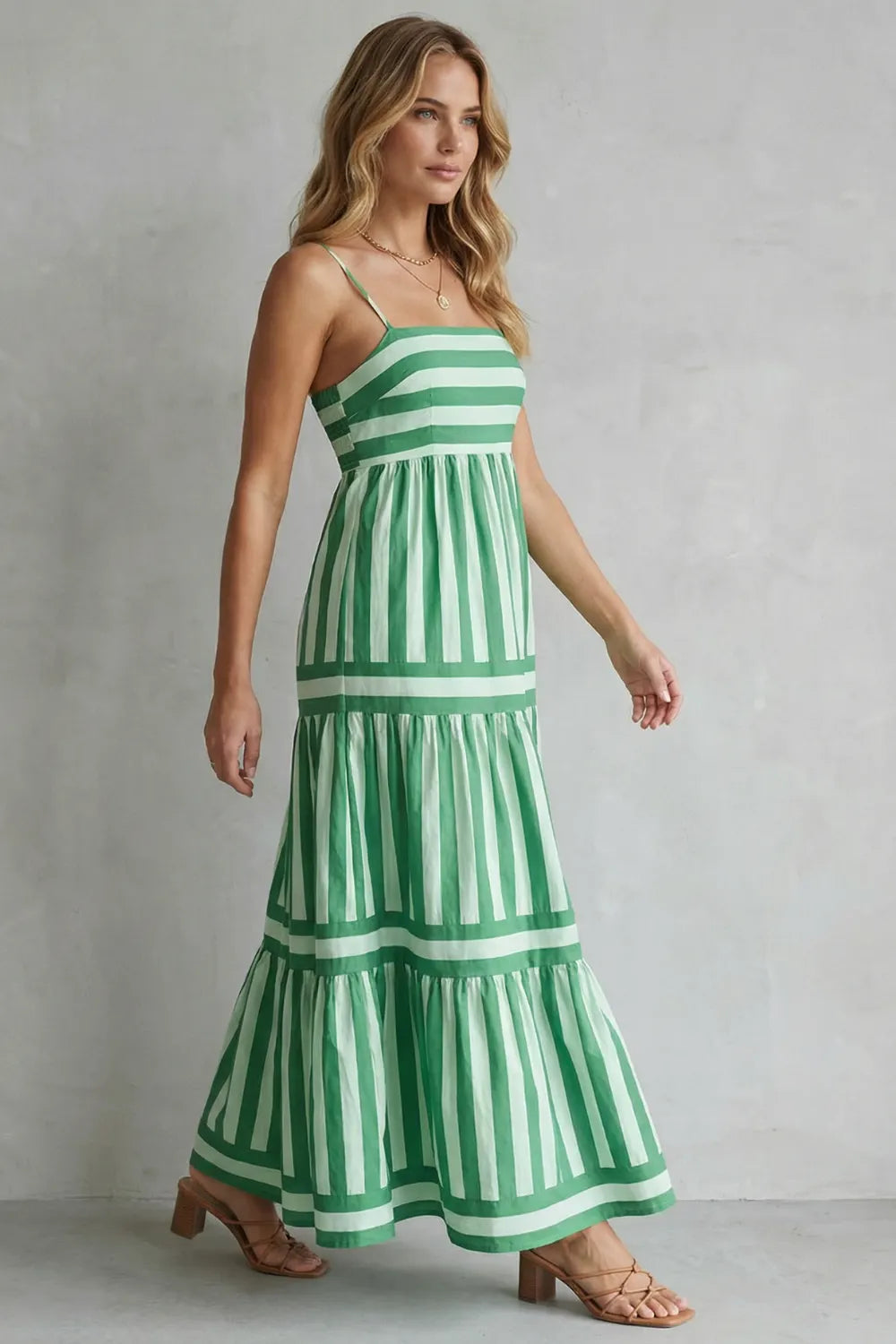 Playful stripe tiers – Strappy maxi dress