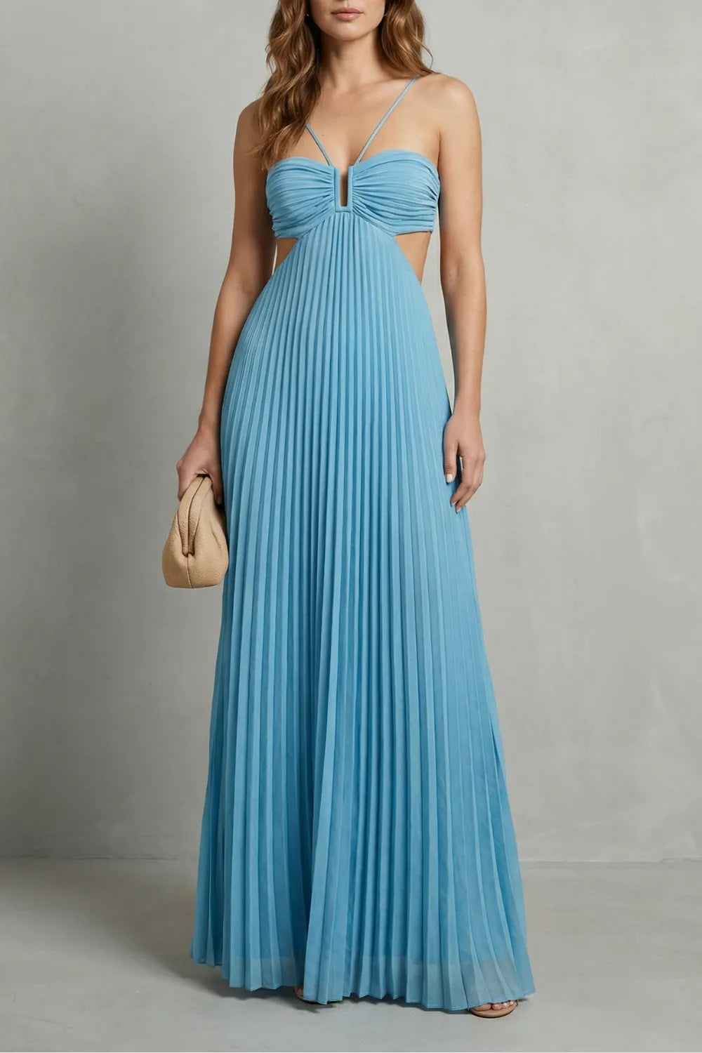 Pleated halter elegance – Maxi dress