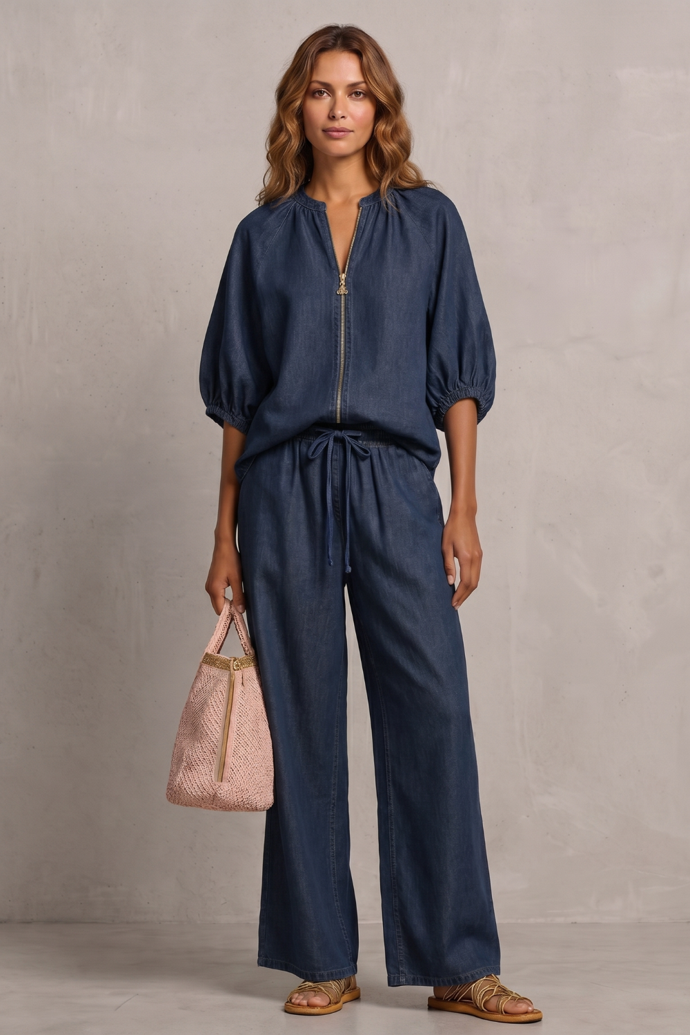 Relaxed zip-front comfort – Trouser set
