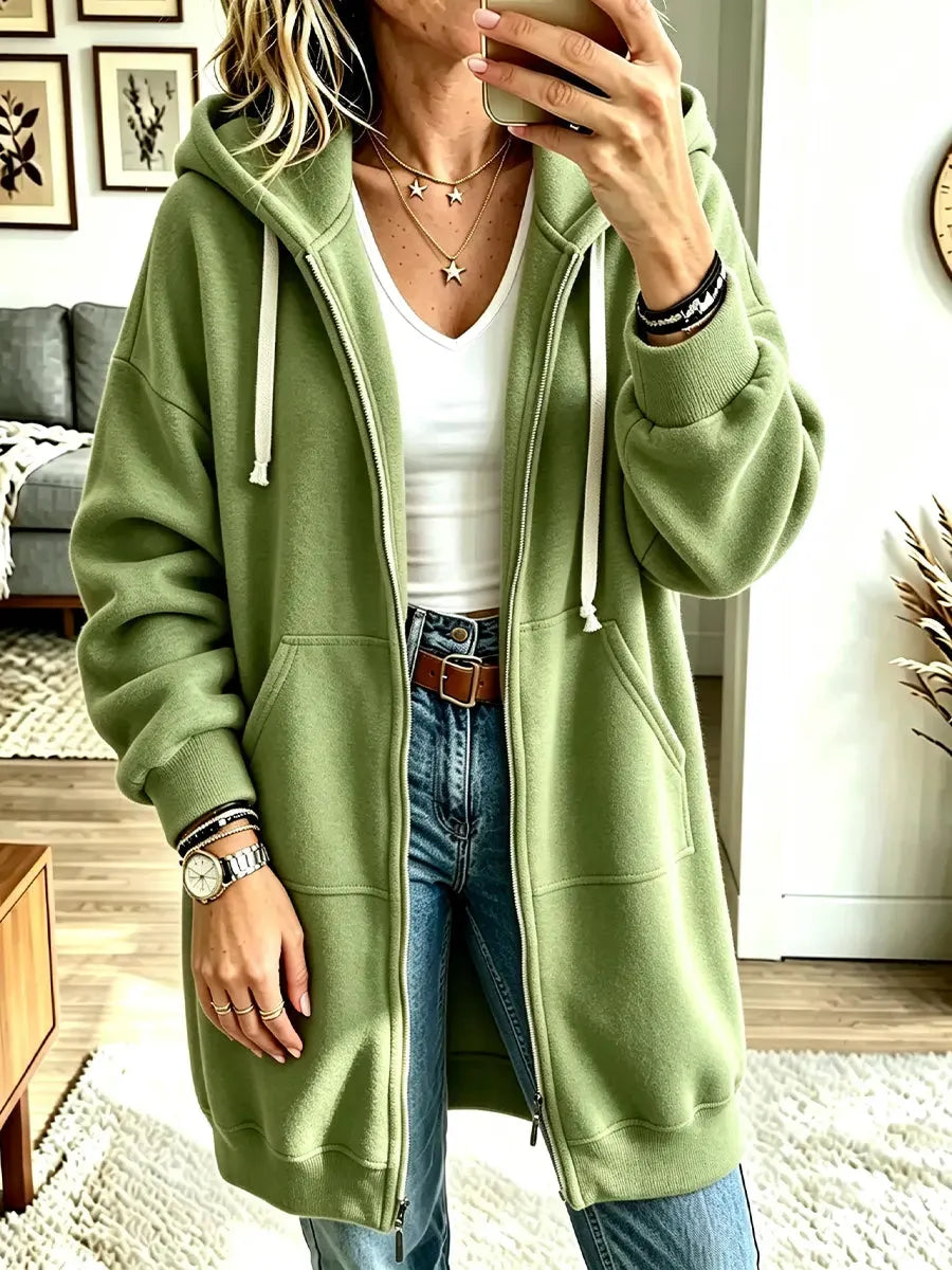 Women’s Long Sleeve Casual Loose Hooded Sweatshirt Cardigan
