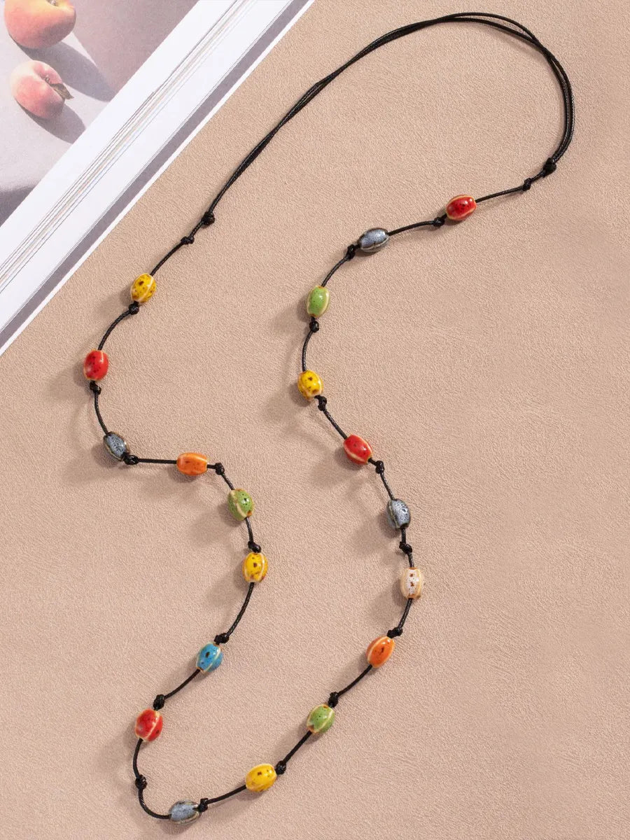 Handmade Colorful Braided Ceramic Beads Necklace