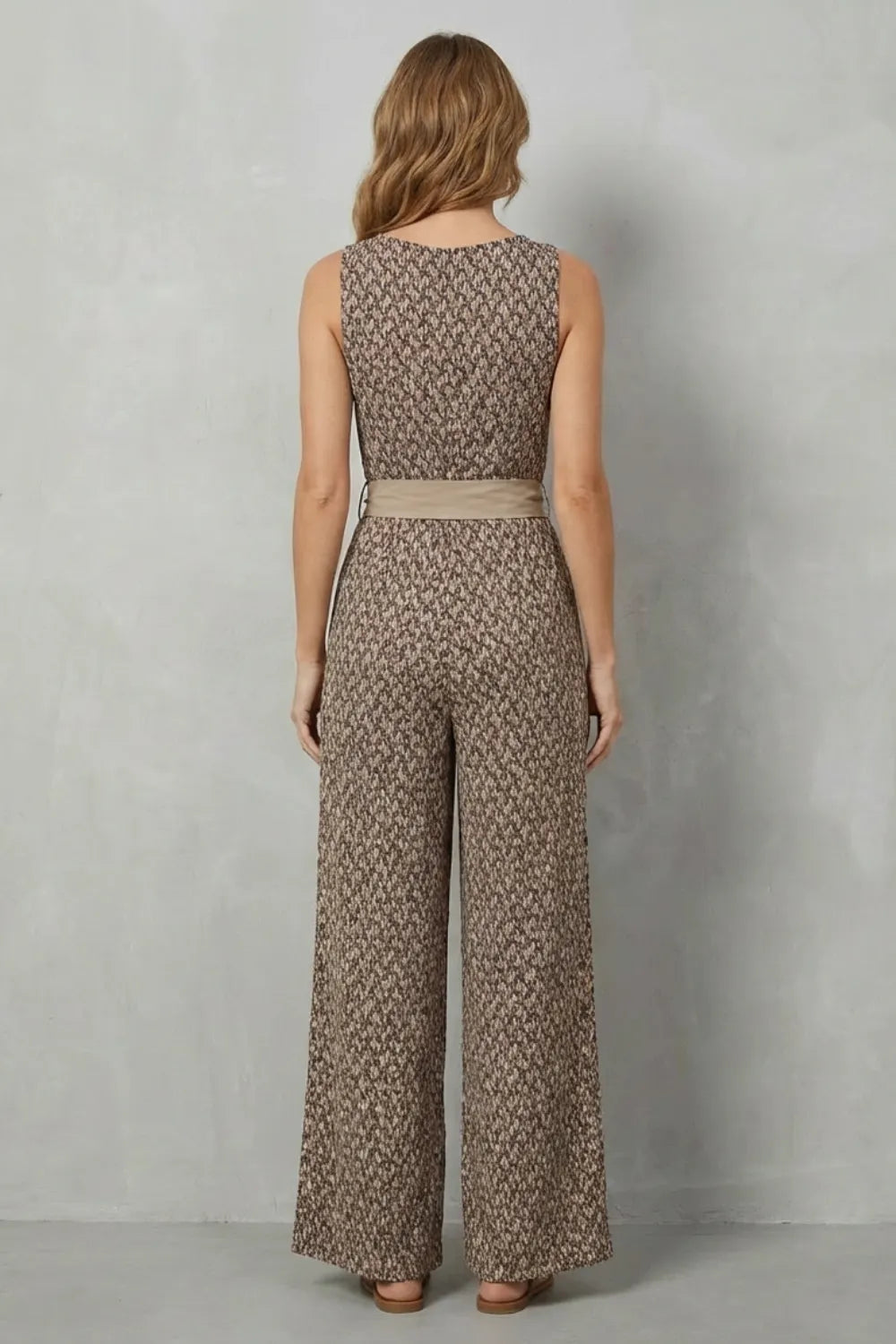 Printed tie-waist – Sleeveless jumpsuit