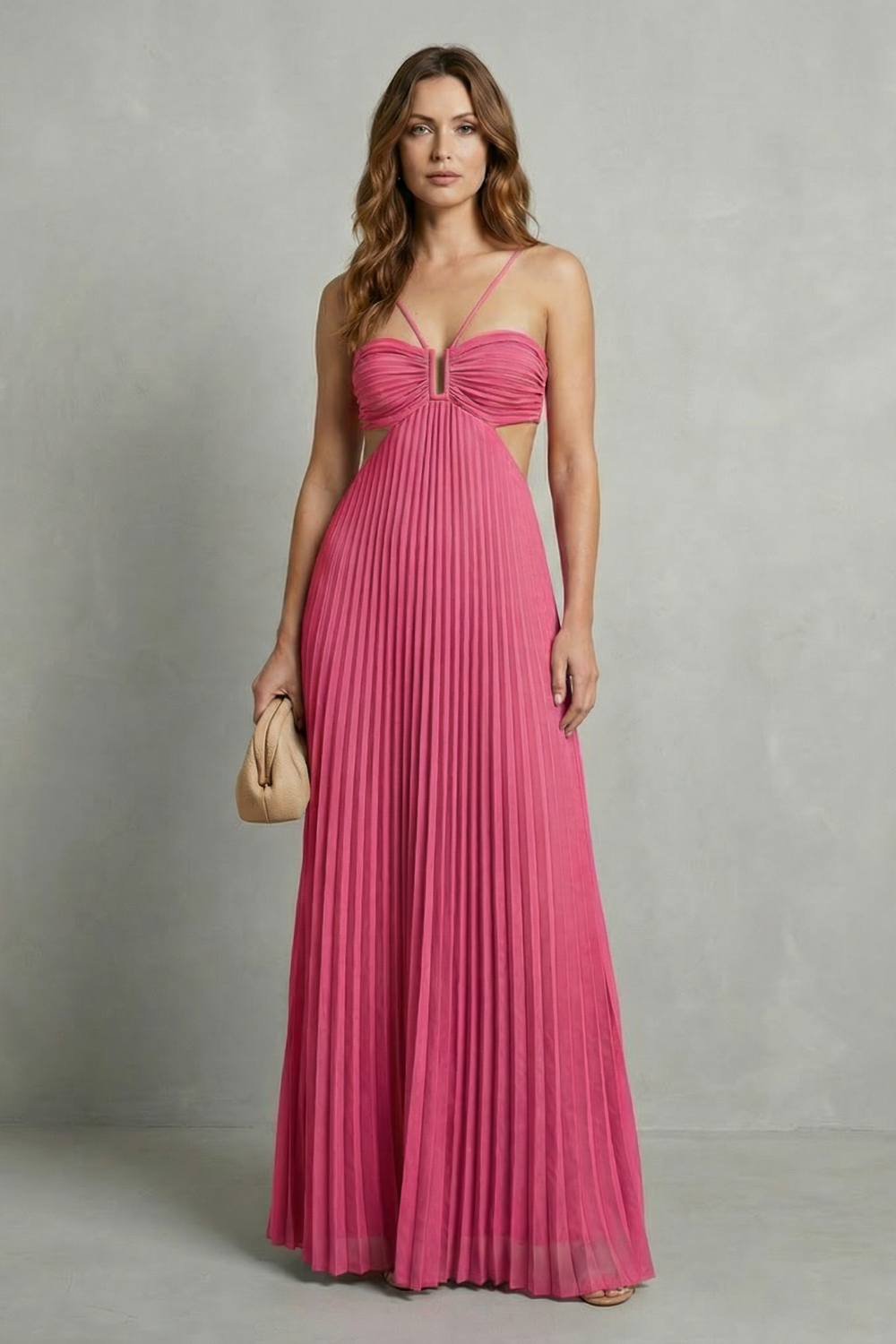 Pleated halter elegance – Maxi dress