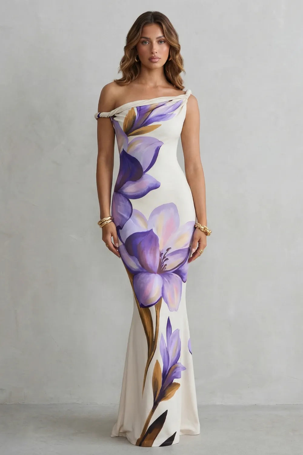 Off-shoulder floral allure – Maxi dress