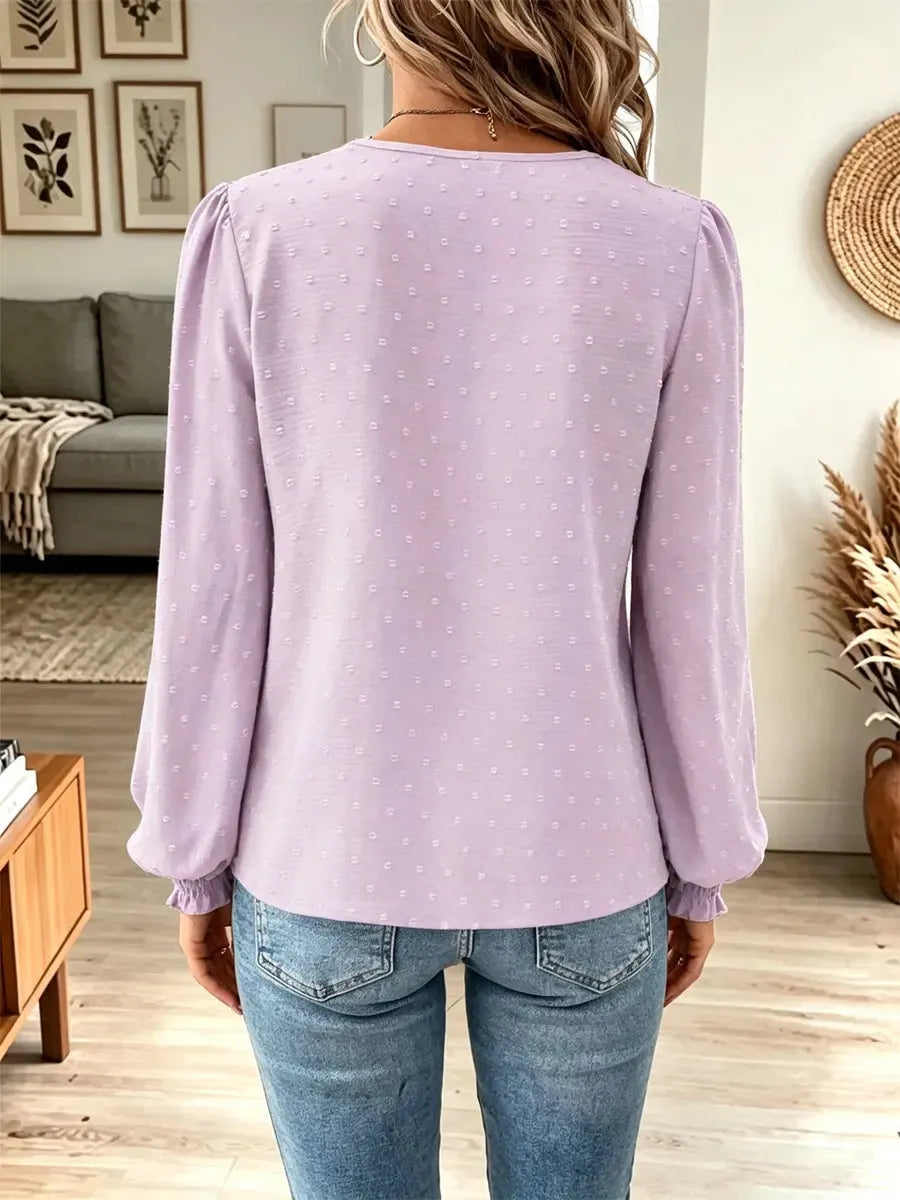 Retro Floral Lace Art Casual Stylish V Collar Long Sleeve Shirt