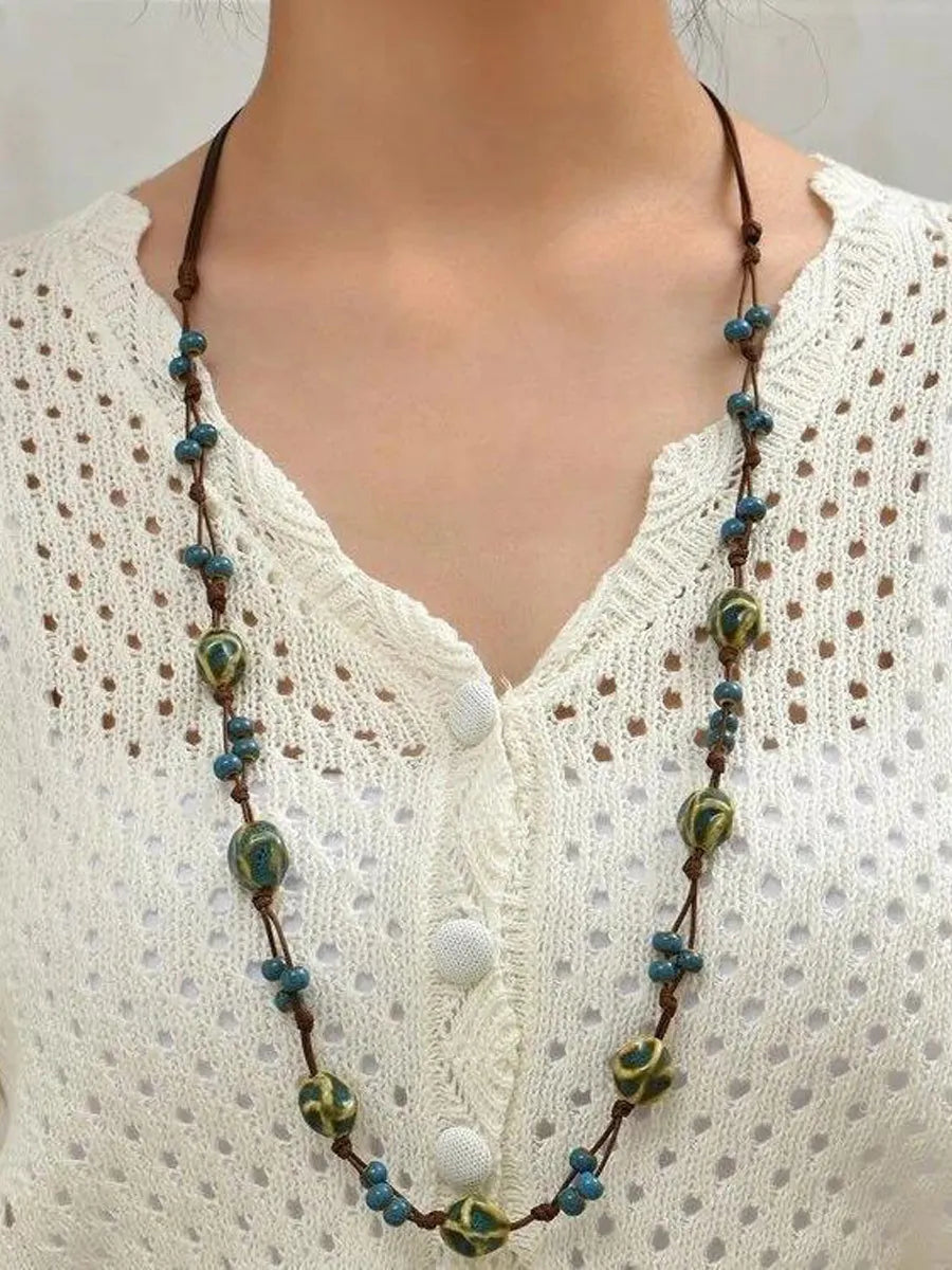 Handmade Colorful Braided Ceramic Beads Necklace
