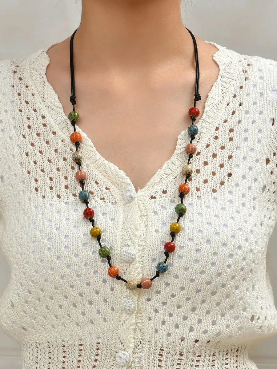 Handmade Colorful Braided Ceramic Beads Necklace