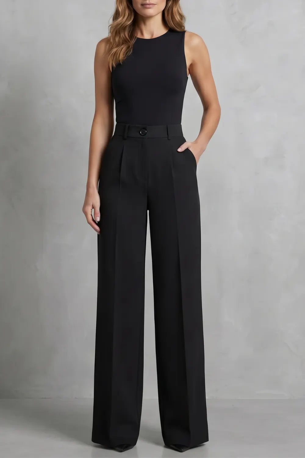 Tailored pleats – High-waist wide-leg trousers