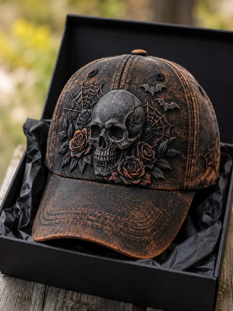 Halloween Skull Art Print Vintage Casual Baseball Cap