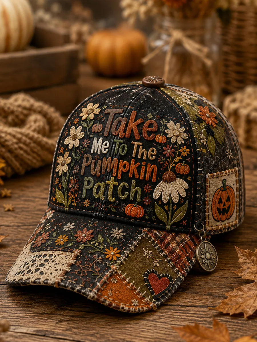 Pumpkin Patch Garden Patchwork Vintage Baseball Cap