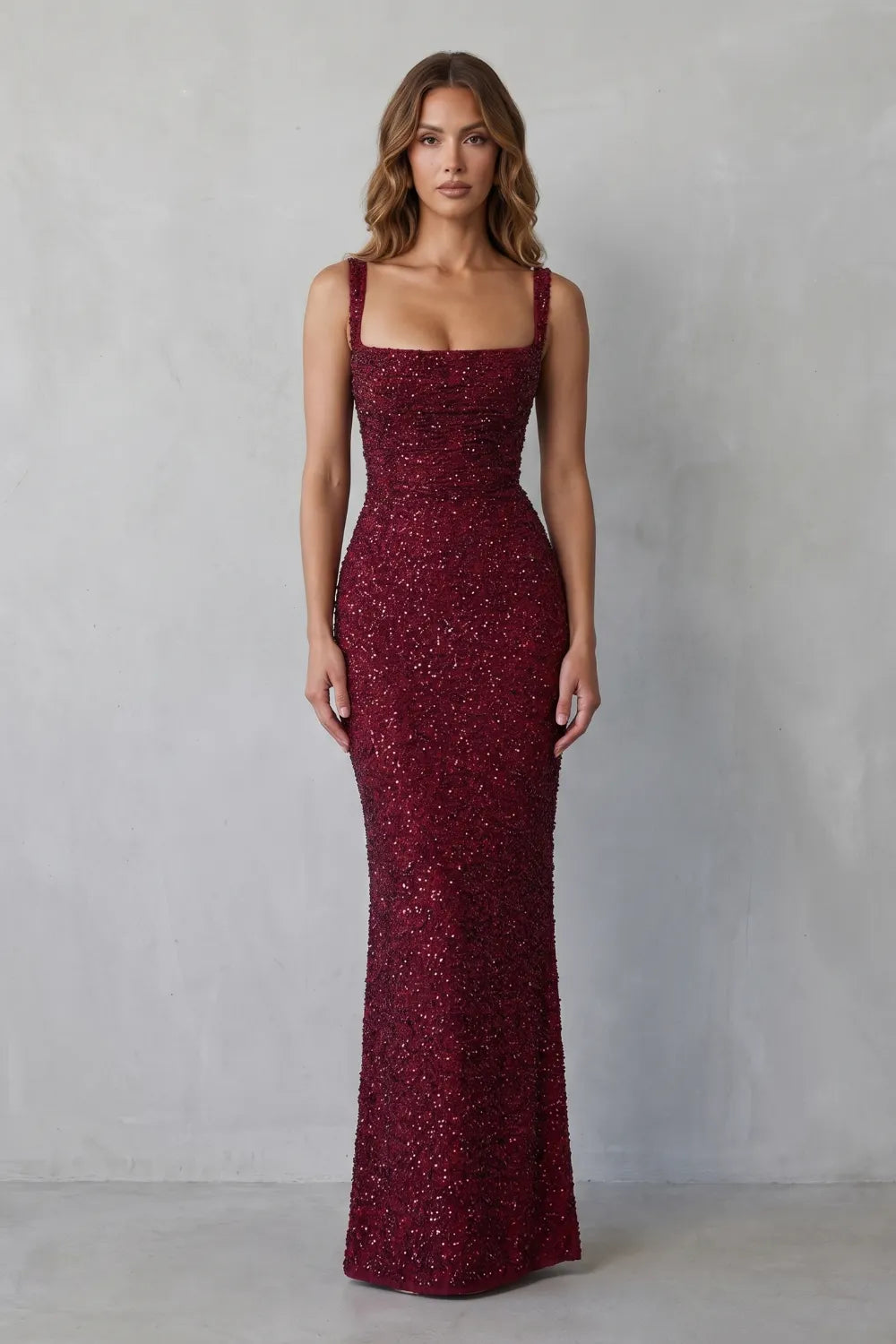 Sequin sculpt glamour – Maxi dress