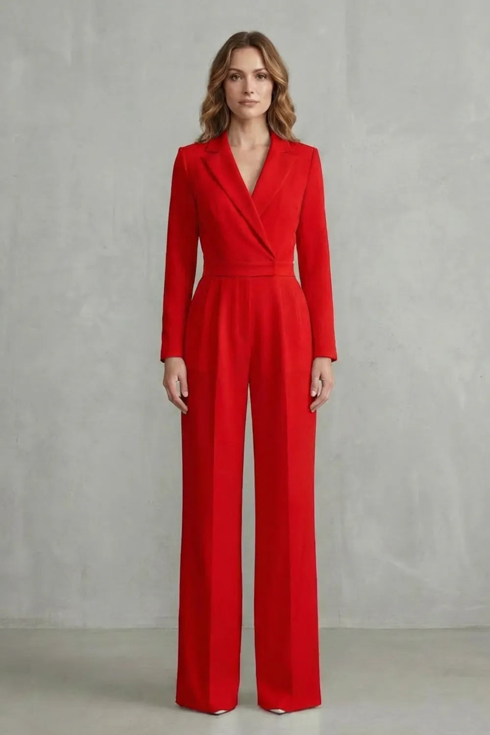 Slant-breasted Mid-waist Pantsuit – Elegant Commuter Jumpsuit