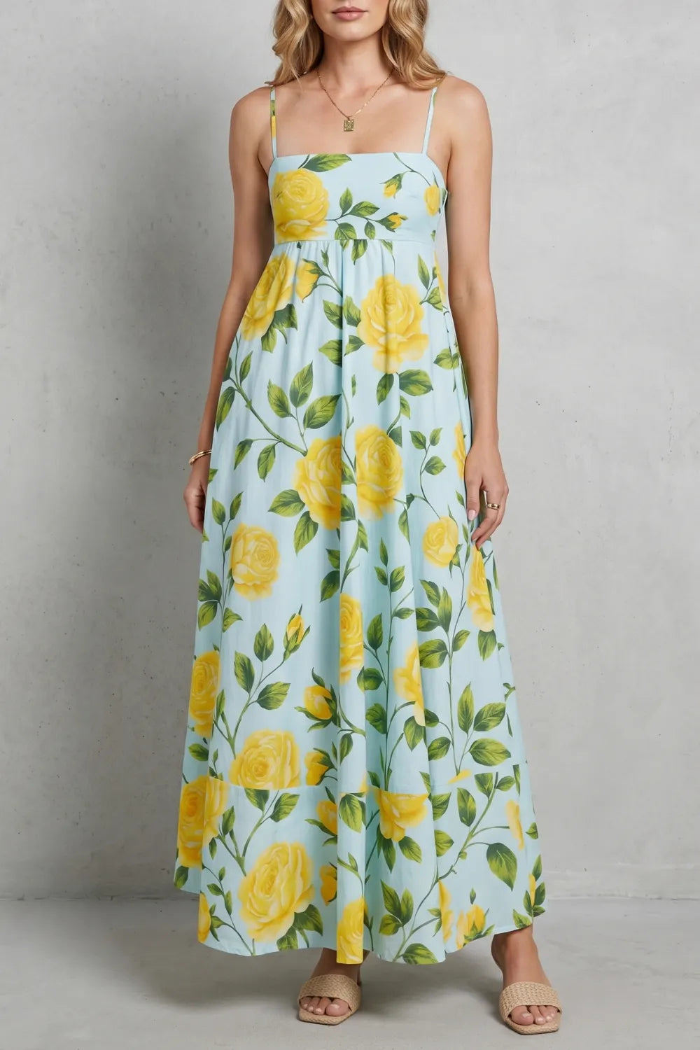 Square neck floral charm – Maxi dress