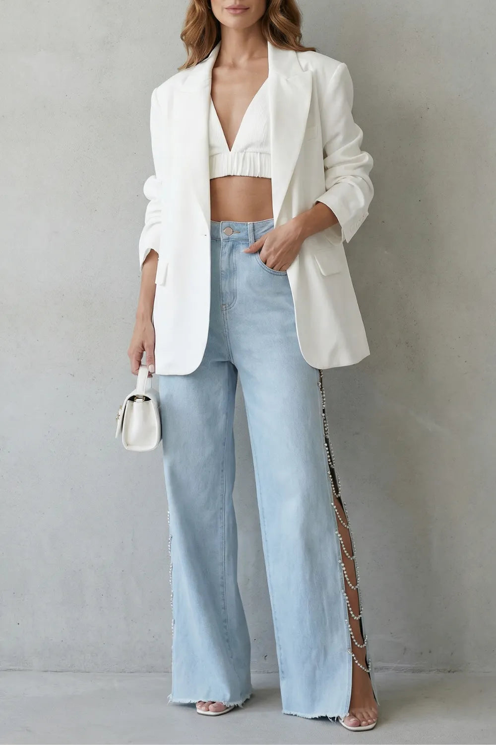 Cut-out design – Wide leg jeans