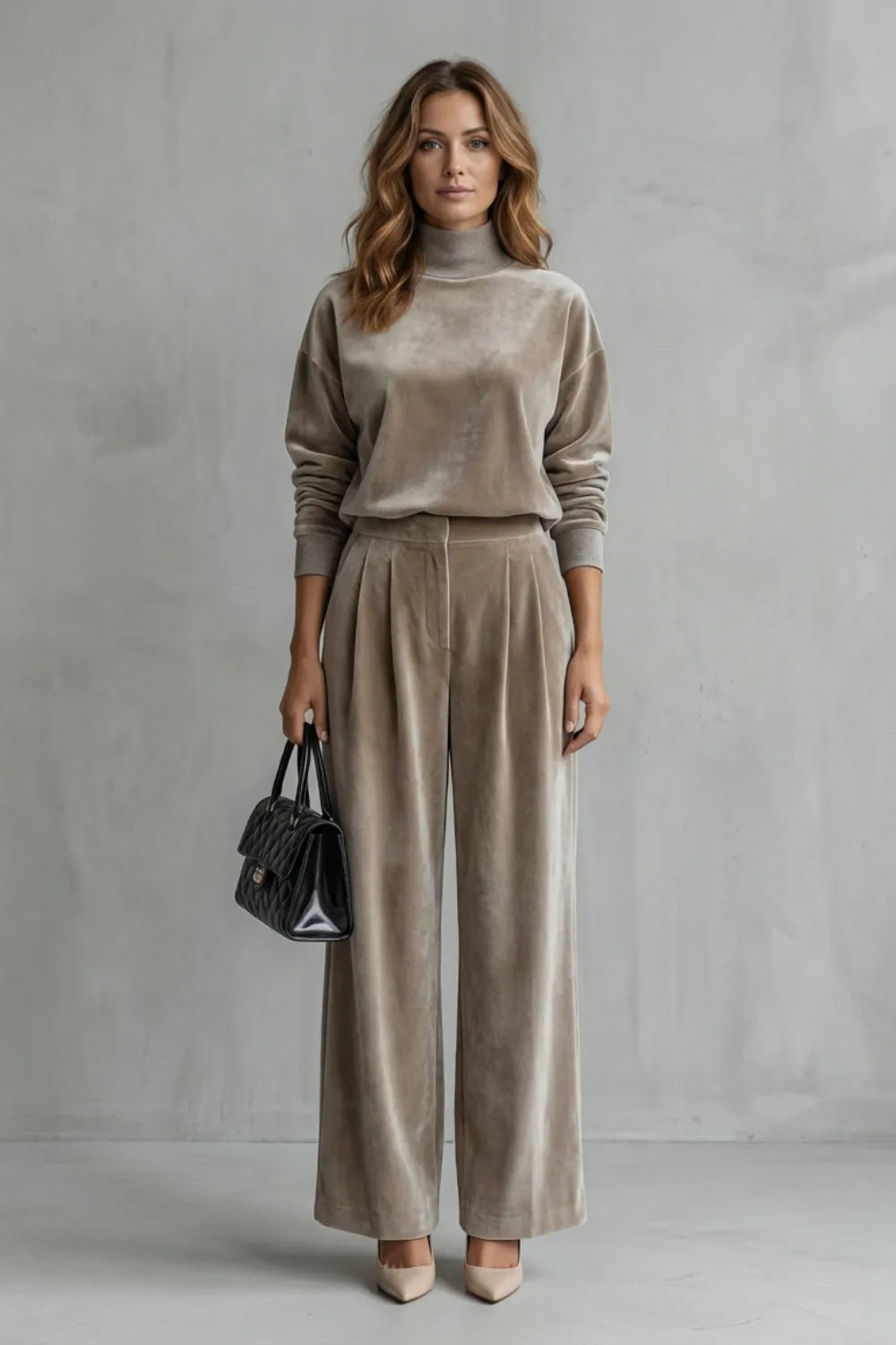 Luxe Velour Elegance – Two-Piece Lounge Set