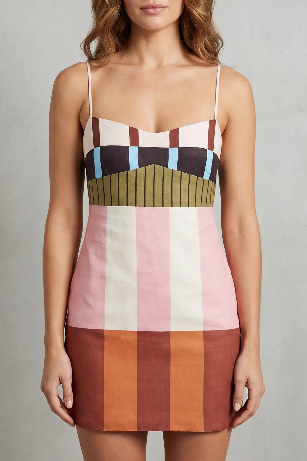 Geometric colour-block charm – Mini dress