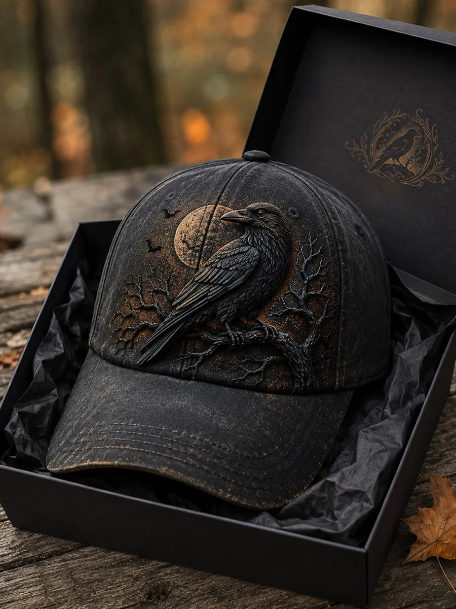 Halloween Crow Art Print Vintage Casual Baseball Cap