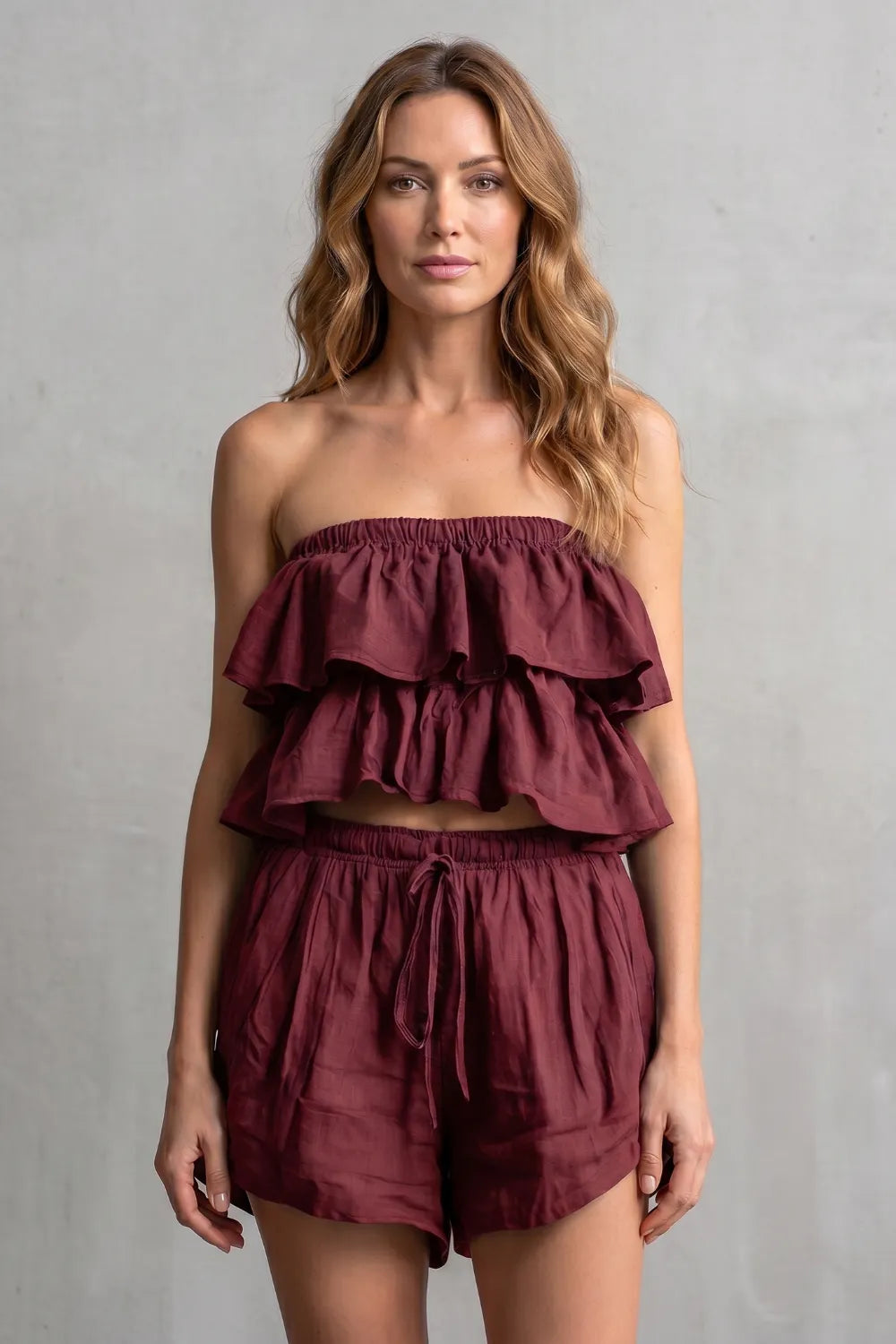 Ruffled seaside charm – Shorts set