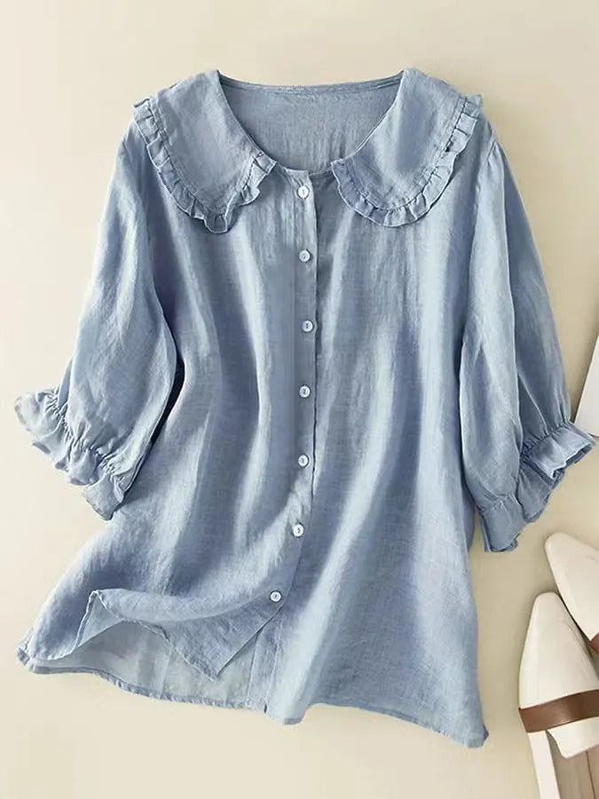 Women‘s Peter Pan Collar Cotton Shirt