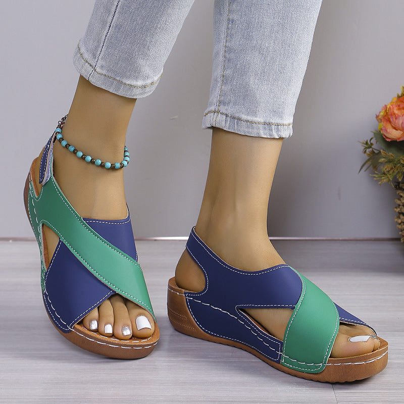 Fashion Fish Mouth Thick Bottom Velcro Sandals