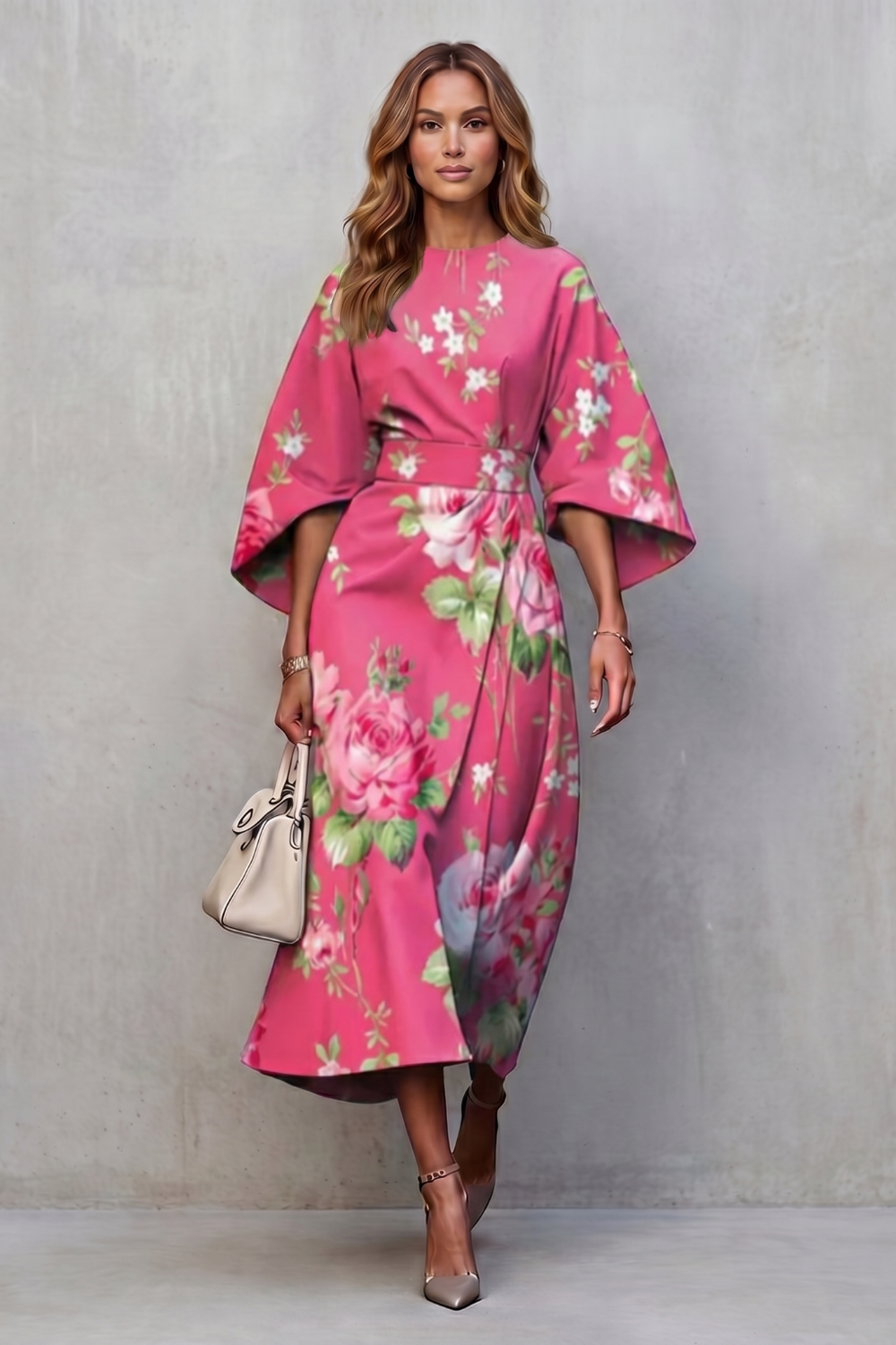 Vibrant watercolour blooms – Midi dress
