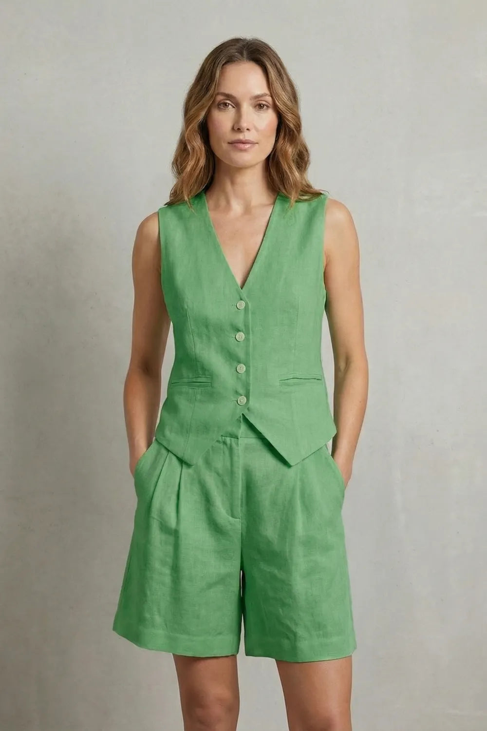 Tailored summer ease – Vest and short set