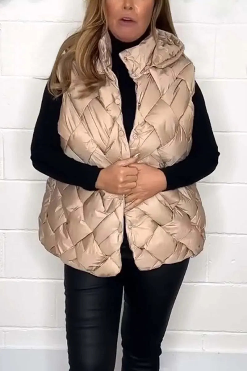Women's casual hooded sleeveless cotton jacket