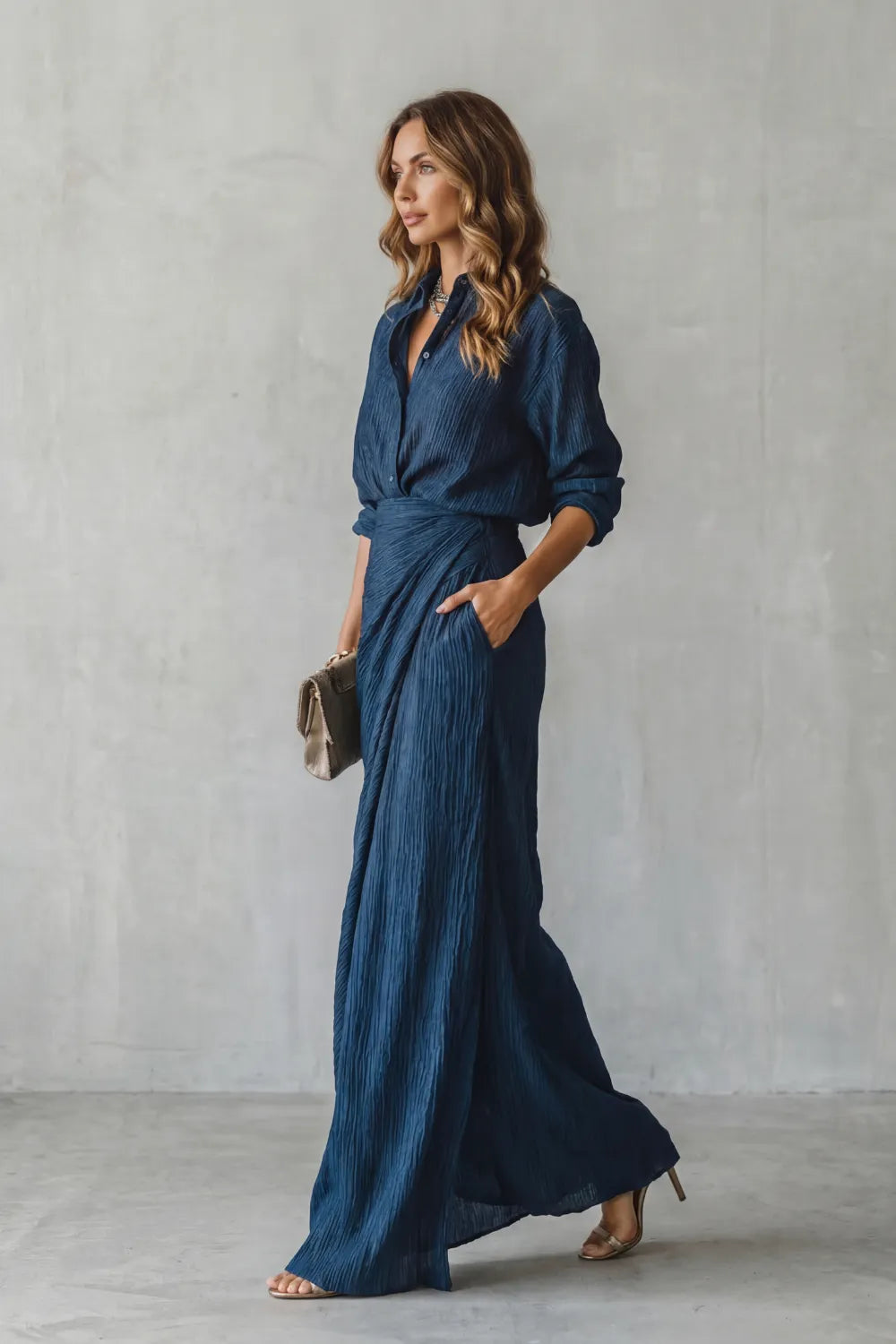 Pleated texture elegance – Two-piece set