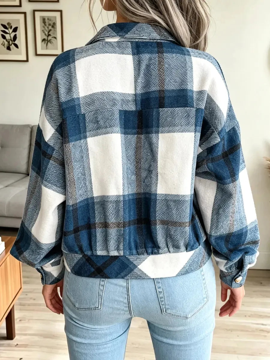 Retro Plaid Pattern Art Casual Lapel Stylish Long Sleeve Coat