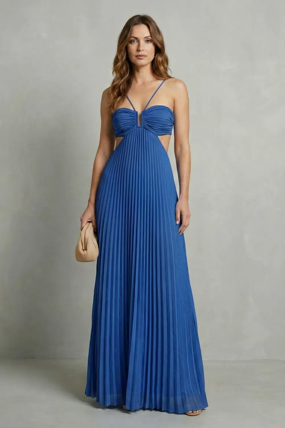 Pleated halter elegance – Maxi dress
