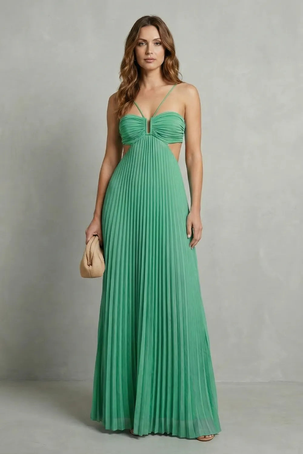 Pleated halter elegance – Maxi dress